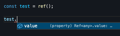 Screenshot of autocomplete working for a Vue ref